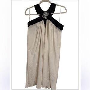 Modern Black and Cream Rhinestone/Crystal Embellished Dress